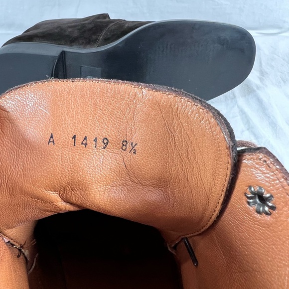 GIANNI VERSACE Authentic Brown Suede Leather Medusa Ankle Boots Size 8.5 US - Picture 12 of 12